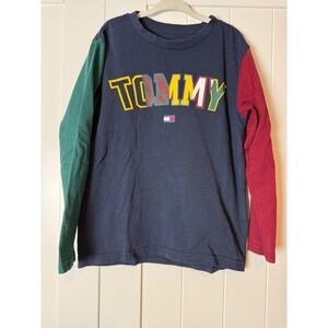 Tommy Hilfiger Kids Colorblock Long Sleeve Graphic Tee‎ Navy Green Red Size 6